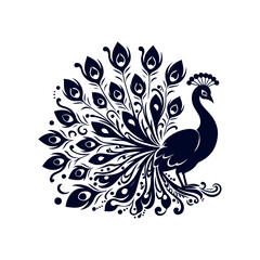 Peacock silhouette Clip art isolated vector illustration on white background