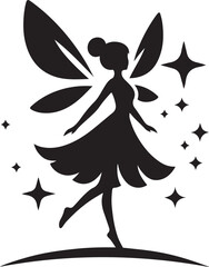 Cute fairy silhouette. Beautiful Fairy art. Fairy symbol illustration.