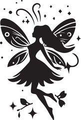 Cute fairy silhouette. Beautiful Fairy art. Fairy symbol illustration