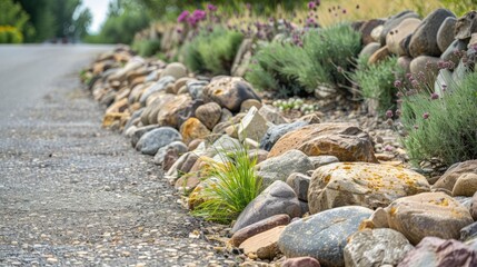 Obraz premium Rocks along the side of the paved road
