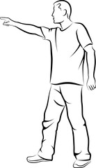sketch of man pointing his finger.