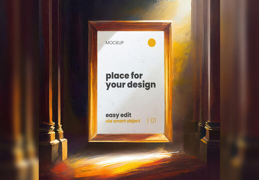 Simple Dramatic Light Frame Poster Mockup Illustrated. 02 Generative Ai