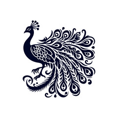 Peacock silhouette Clip art isolated vector illustration on white background