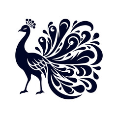 Peacock silhouette Clip art isolated vector illustration on white background