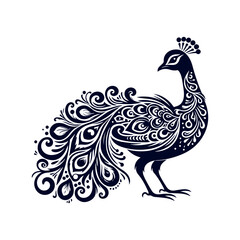 Peacock silhouette Clip art isolated vector illustration on white background