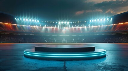 Stadium Spotlight with Empty Stage, Generative AI