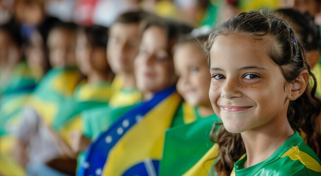Independence Day Celebration with Happy Children in Vibrant Costumes for School Event Imagery