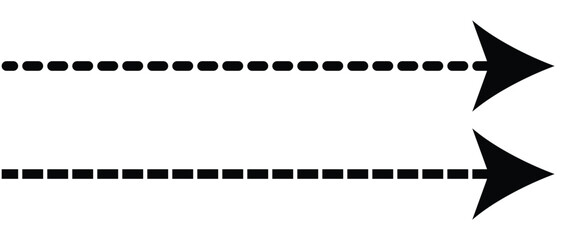 Straight long vector arrow icon. Long dashed arrow icon.