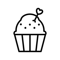 Cupcake line icon. Cupcake icon. Cake icon isolated on white background. Transparent background, minimalist symbol. Vector images