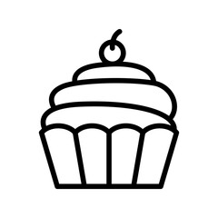 Cupcake line icon. Cupcake icon. Cake icon isolated on white background. Transparent background, minimalist symbol. Vector images