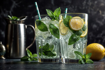 cocktail with lime and mint