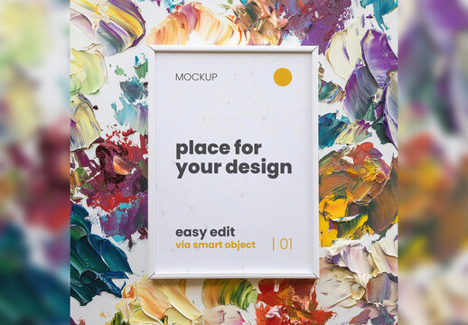 Spatula Painted Poster Frame Mockup Illustrated 03 Generative Ai