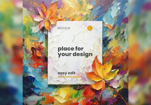 Spatula Painted Poster Frame Mockup Illustrated 04 Generative Ai