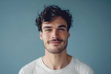 Fototapeta premium A close up portrait of a young man with a subtle smile