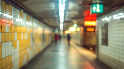 Defocused Subway Emergency Exit with Ample Copy Space