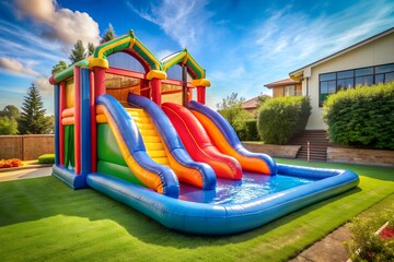 playground, slide, slide, blue beach, game building, aquatic, summer