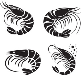 Shrimp silhouette vector illustration
