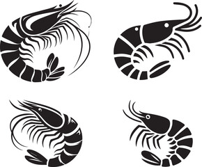 Shrimp silhouette vector illustration