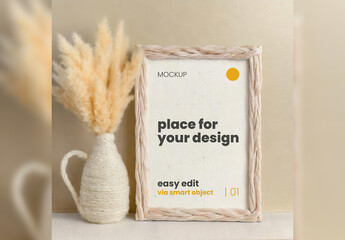 Wool Thread String Scene Poster Frame Mockup Generative Ai