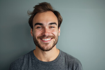 Obraz premium A close up portrait of a young man with a subtle smile