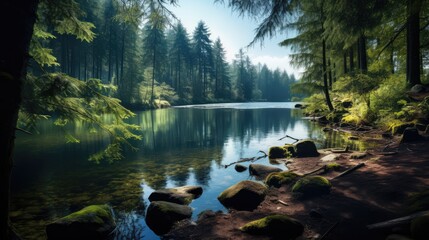 Naklejka premium morning in the forest