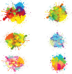 set of colorful watercolor splashes