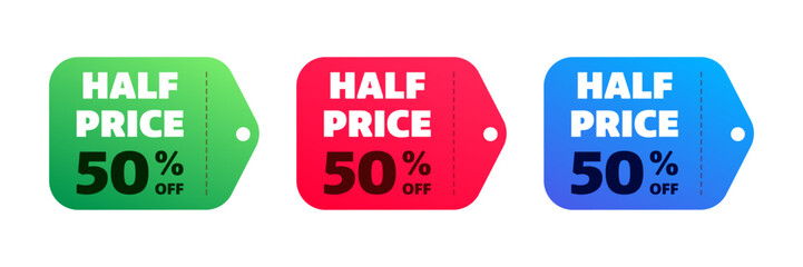 half price set sale colorful tag