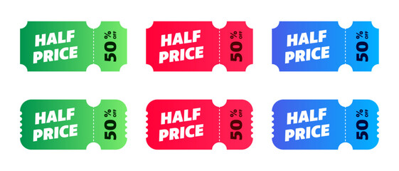 half price set sale colorful ticket