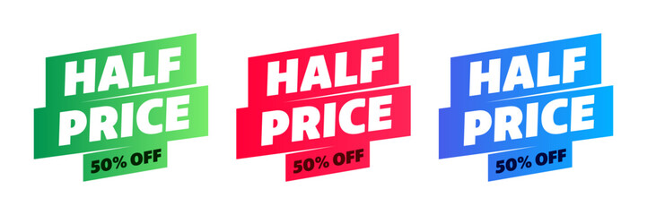 half price set sale colorful sticker