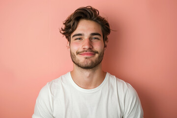Fototapeta premium A close up portrait of a young man with a subtle smile