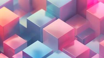Abstract 3D cubes in pastel colors creating a futuristic, vibrant, and geometric background. Perfect for modern designs and creative projects.