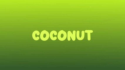 Green coconut typography motion graphic animated video, underwater lettering animation for intro video