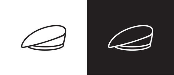 Hat icons, captain cap, beret icon. security guard hat, Icon line of hat vector illustration on black and white background. eps 10,  Editable stroke. Fashion icon, Menwear.