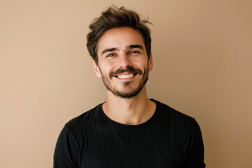 Fototapeta premium A close up portrait of a young man with a subtle smile