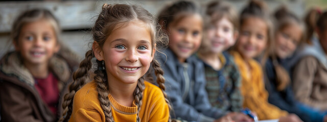 Fototapeta premium Young children smiling in school