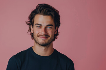 Fototapeta premium A close up portrait of a young man with a subtle smile