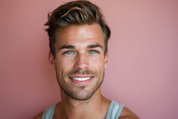 Obraz premium A close up portrait of a young man with a subtle smile