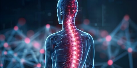 Enhancing Nerve Growth through Spinal Cord Implant with Neurotrophic Factors. Concept Neurotrophic Factors, Spinal Cord Implant, Nerve Growth, Neural Regeneration, Neurological Innovation