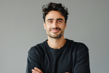 Obraz premium A close up portrait of a young man with a subtle smile