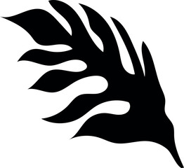 Flat isolated leaf silhouette on white background.  Tropical leaf vector illustration. Ecology.