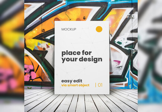 Poster Frame Mockup with Graffiti Background 02 Generative Ai
