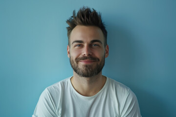 Obraz premium A close up portrait of a young man with a subtle smile