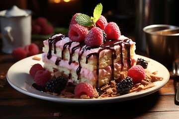 Indulgent chocolate raspberry dessert 