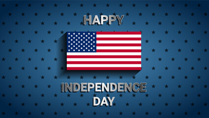American Flag on blue background for Independence Day of USA