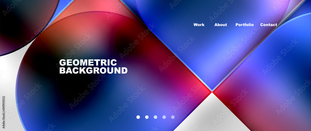 Poster bright colorful squares with round elements minimal geometric background. vector illustration for wa