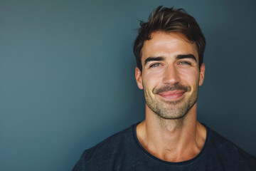 Fototapeta premium A close up portrait of a young man with a subtle smile