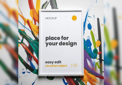 Poster Frame Mockup with Colorful Graffiti Background Generative Ai