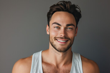 Fototapeta premium A close up portrait of a young man with a subtle smile