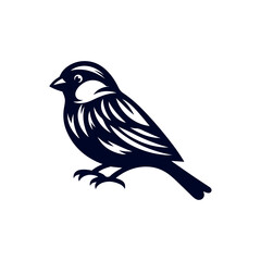Sparrow bird silhouette Clip art isolated vector illustration on white background