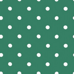 Seamless Pattern, White Polka Dots on green petrol Background, Print for Textile, Paper, Abstract Background